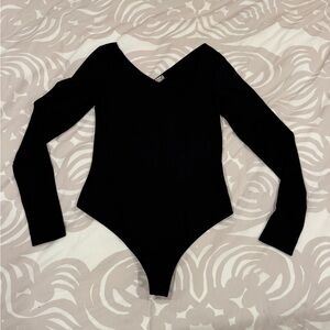 Free People Black Long Sleeve Bodysuit